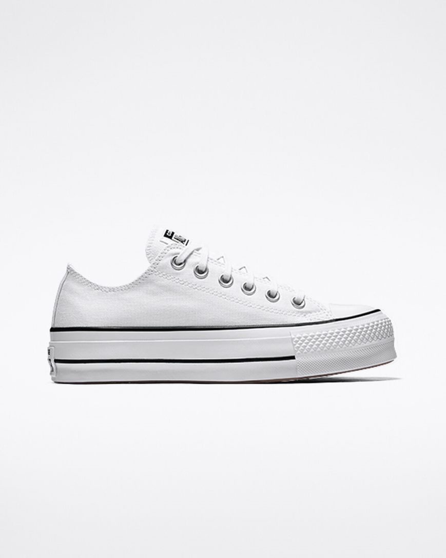 Zapatos Plataforma Converse Chuck Taylor All Star Lift Canvas Bajas Mujer Blancas Negras Blancas | PE W7EP2L